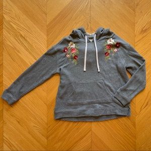 Embroidered Grey Hoodie